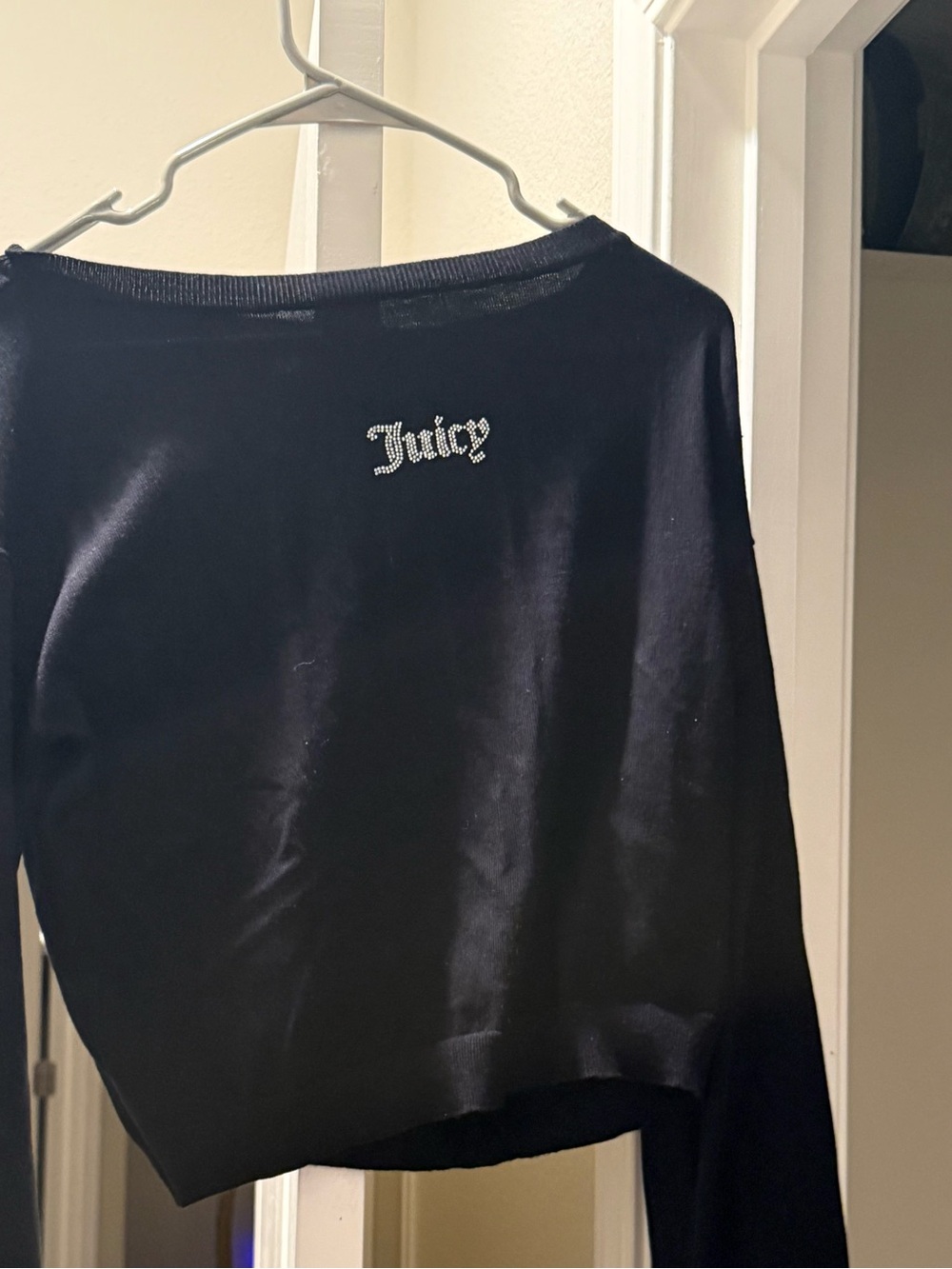 Juicy Couture Black Rhinestone Logo Knit Top